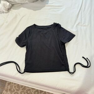 Black short sleeve ribbed top